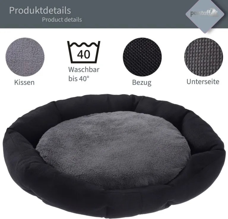 Petstuff Legowisko dla psa Octagon, 50 x 57 x 13 cm, czarne