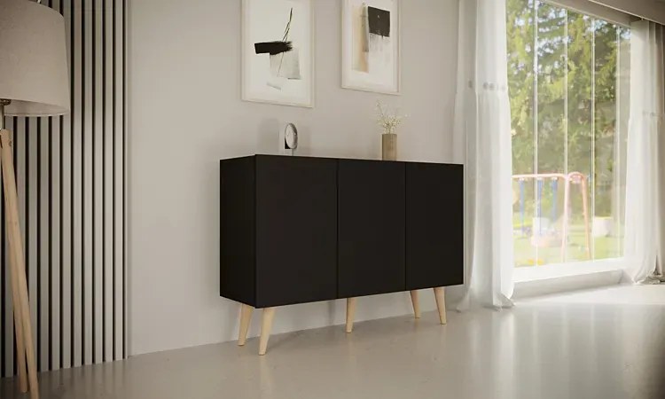 Czarna komoda na nóżkach A4-Z50