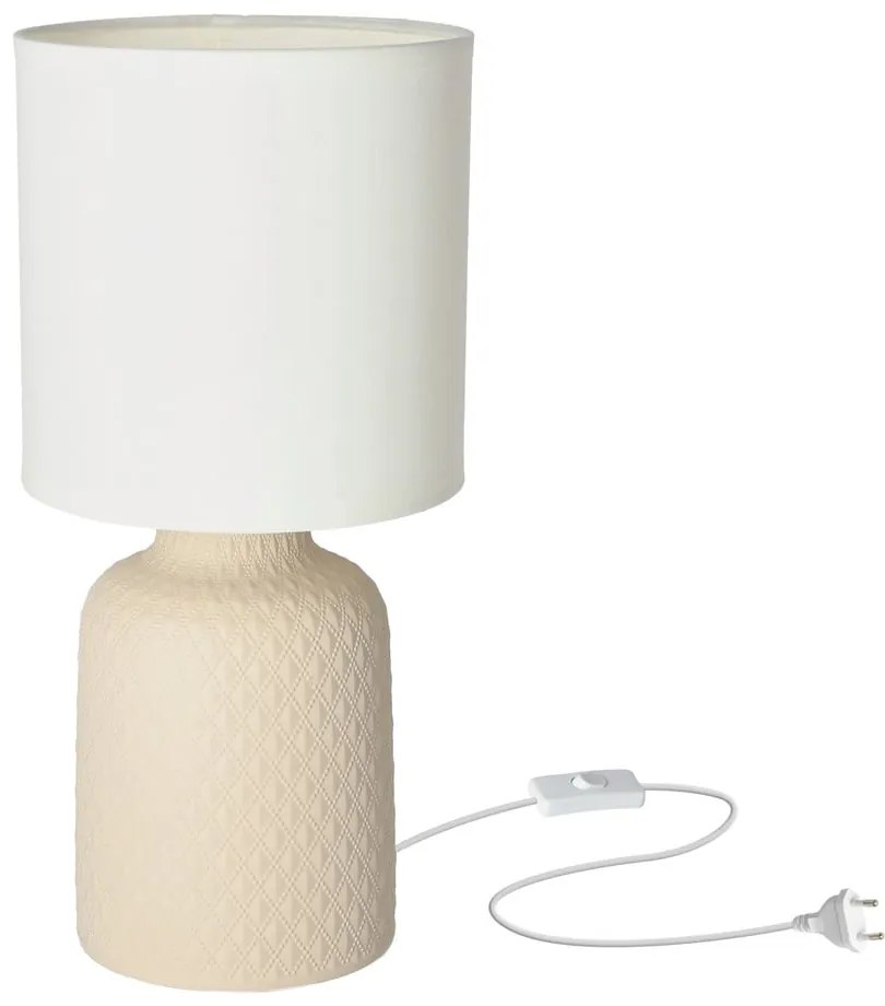 Beżowa lampa stołowa z tekstylnym kloszem (wys. 32 cm) Iner – Candellux Lighting