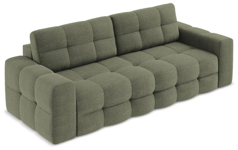 Rozkładana sofa z materiału bouclé w kolorze khaki 255 cm Milu – Makamii