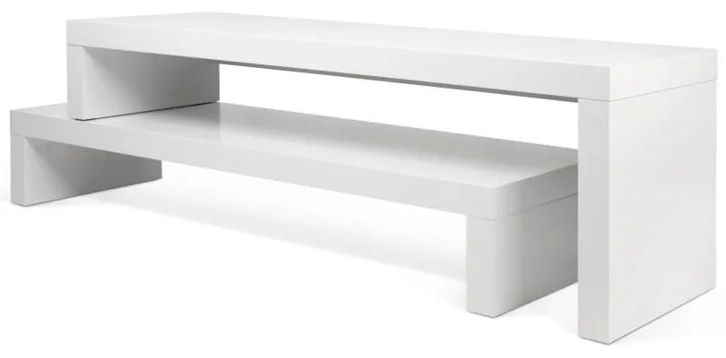 Biały stolik regulowany pod TV TemaHome Cliff Walnut