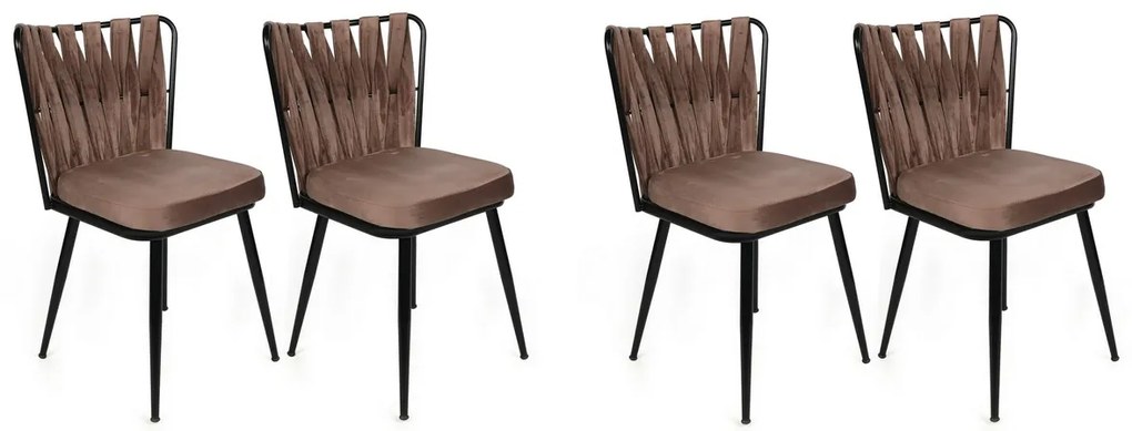 Zestaw krzeseł do jadalni Kusakli Light Brown and Black, 4 szt., 4 szt.