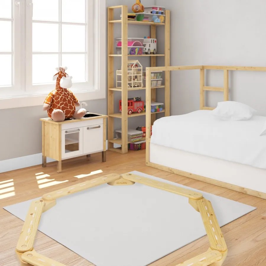 Ścieżka sensoryczna drewniana, balance beam, 5 elementów, biała - meowbaby®