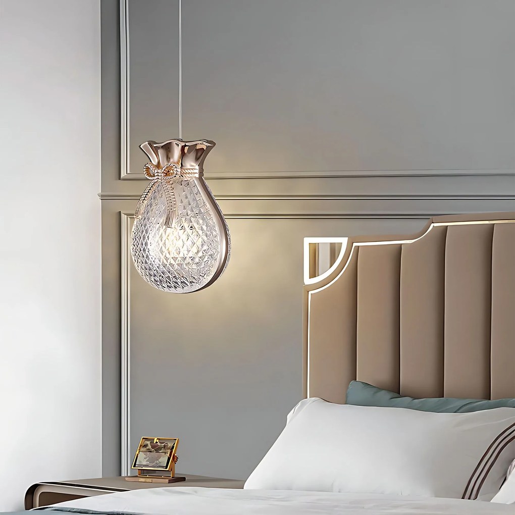 LAMPA SUFITOWA WISZĄCA LHJ107-1CP JASNE RÓŻOWE ZŁOTO