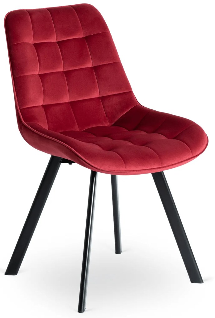 Zestaw Stół Okrągły Rozkładany HARRY 102-142 cm Czarny i 4 Krzesła Tapicerowane RICK Bordowe Nowoczesne Loft