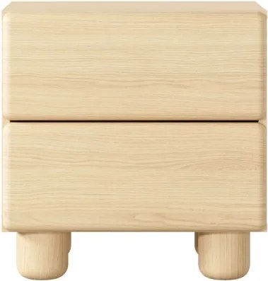 COMO stolik nocny 2 szuflady jasne drewno – nowoczesna minimalistyczna szafka nocna MDF, push-to-open, drewniane nogi, pełen wys