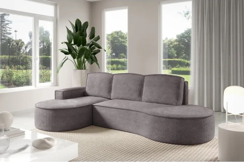 Narożnik MOLLY Lewostronny z funkcją spania, wolnostojący tkanina ABRIAMO 07 Szary