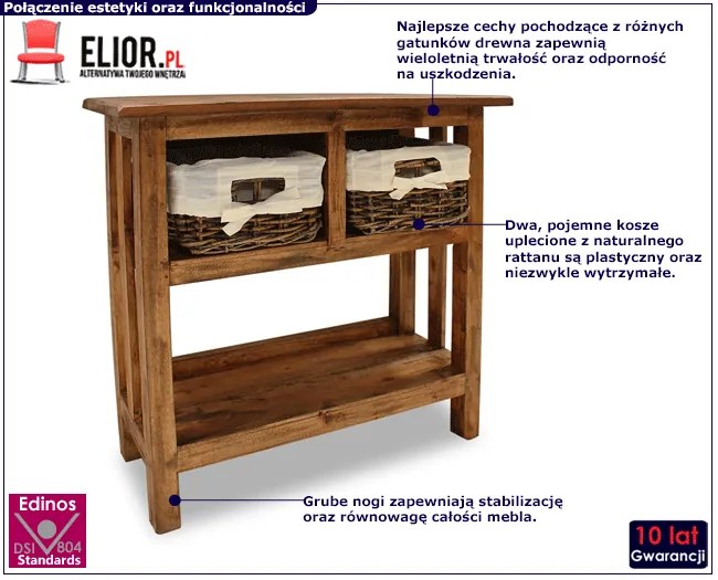 Drewniana konsola z koszami Z6-L08