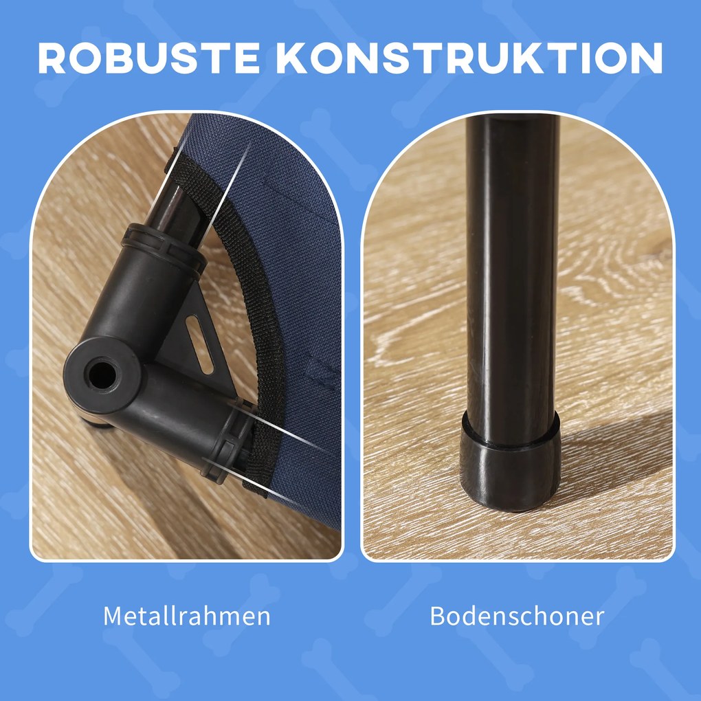 PawHut Łóżko dla zwierząt domowych na zewnątrz - łóżko dla psa, odporne na warunki atmosferyczne, z daszkiem, 61cm x 46 cm x 62 cm, Granatowy + Czarny