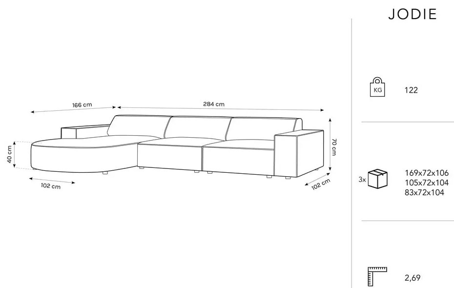 Beżowy narożnik (lewostronny) z materiału bouclé Jodie – Micadoni Home