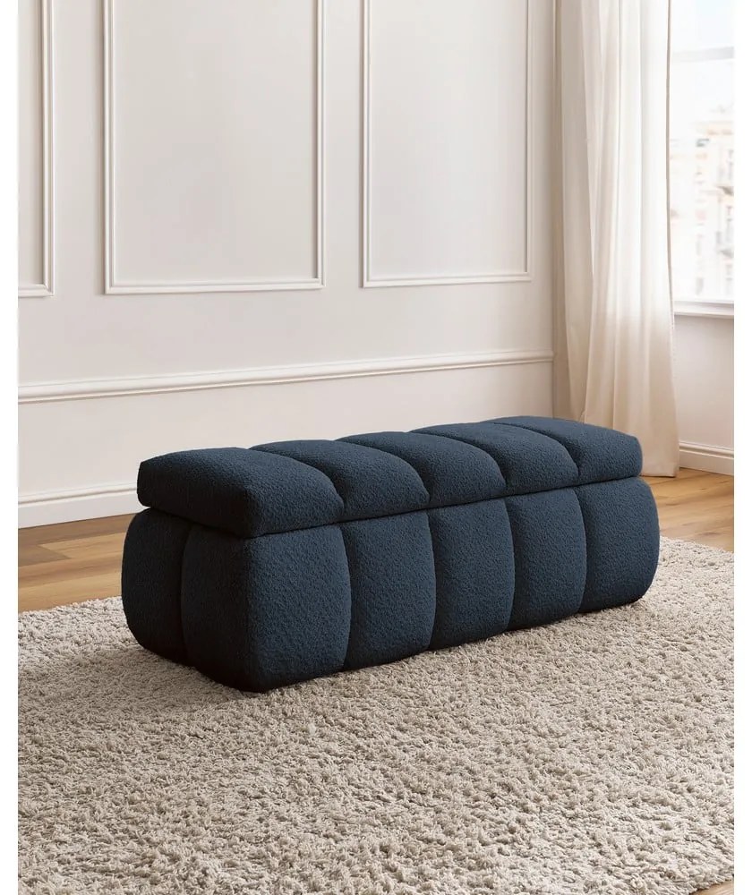 Ciemnoniebieska ławka z materiału bouclé – Bobochic Paris