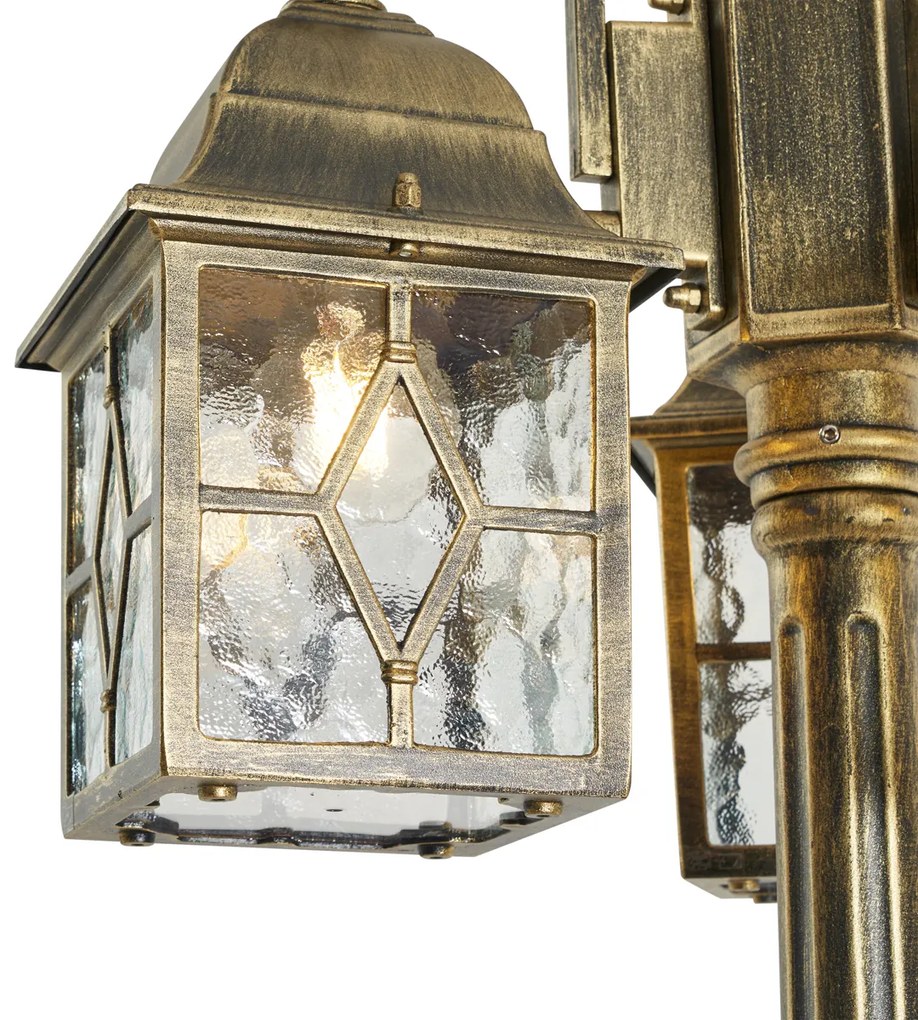 Zewnetrzna klasyczny lampion zewnętrzny antyczne złoto z przezroczystym szkłem 198 cm IP44 - London klasyczny/Antyczny Oswietlenie zewnetrzne