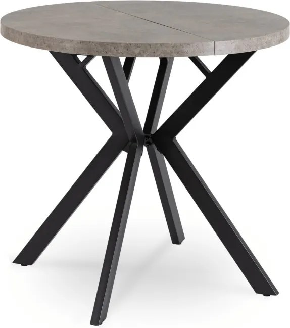 Stół Okrągły Rozkładany DORIAN 80-160 cm Beton/Czarny Nowoczesny Loft