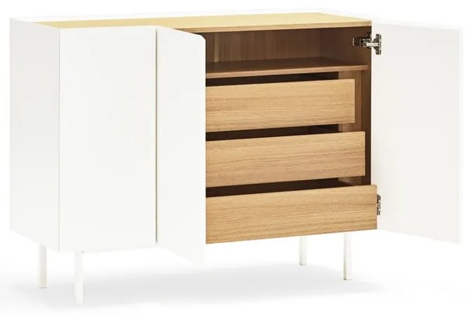 Biała niska komoda w dekorze dębu 110x85 cm Arista – Teulat