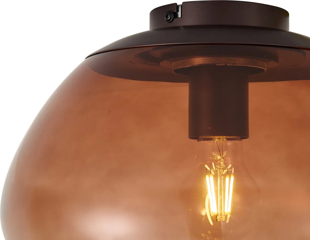 Designerska lampa sufitowa brązowa z brązowym szkłem - Giselle