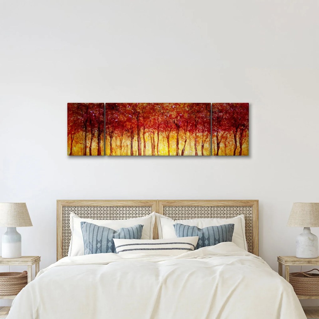 Obraz - Malowanie lasu liściastego (170x50 cm)