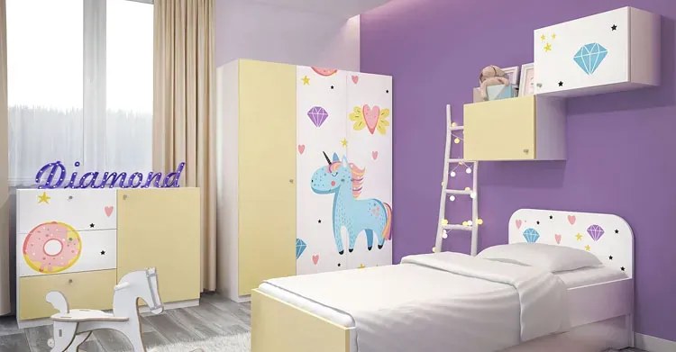 Łóżko dla dziewczynki z jednorożcem 90x200 Z3-W82