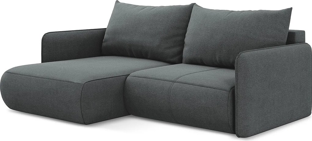 Narożnik lewostronny z funkcją spania - z tkaniny strukturalnej - szary - NANEA