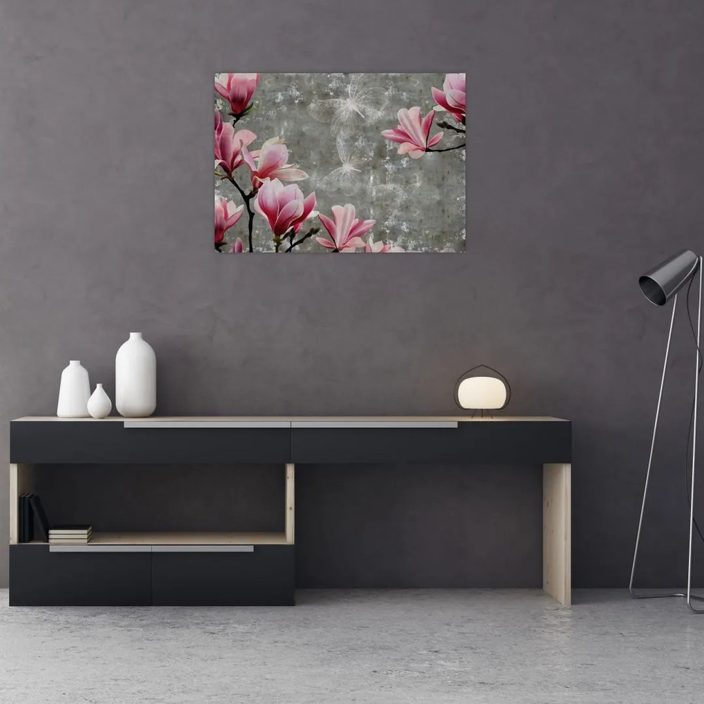 Obraz na szkle z kwiatami (70x50 cm)