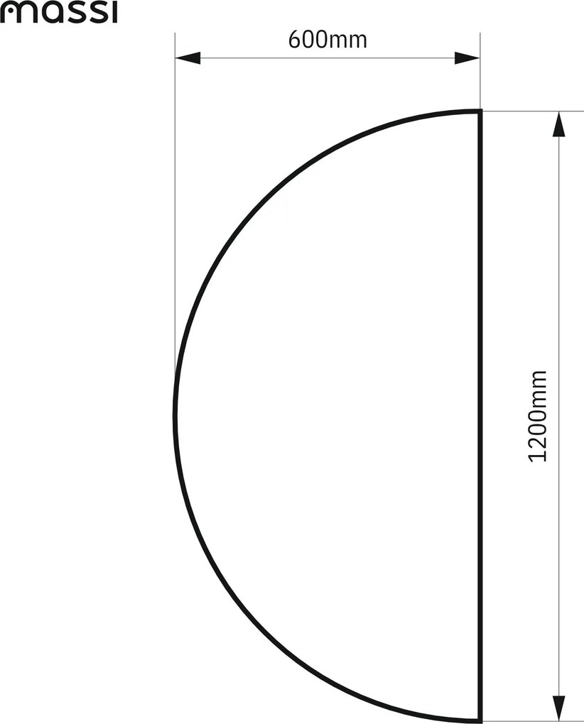 Lustro półokrągłe bez podświetlenia MOON Half |Różne rozmiary | Różne kolory szkła : Kolor tafli szkła - Brąz, Rozmiar - 120 x 60 cm