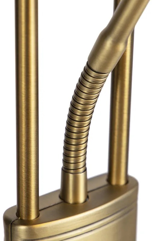 Brązowa lampa podłogowa z lampką do czytania z diodą LED i ściemniaczem - Diva 2