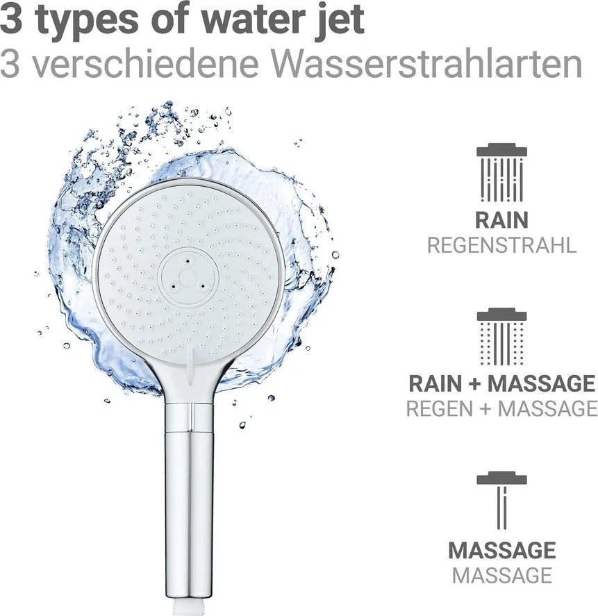 Plastikowa słuchawka prysznicowa w kolorze srebra z połyskiem ø 12 cm Water Saving – Wenko