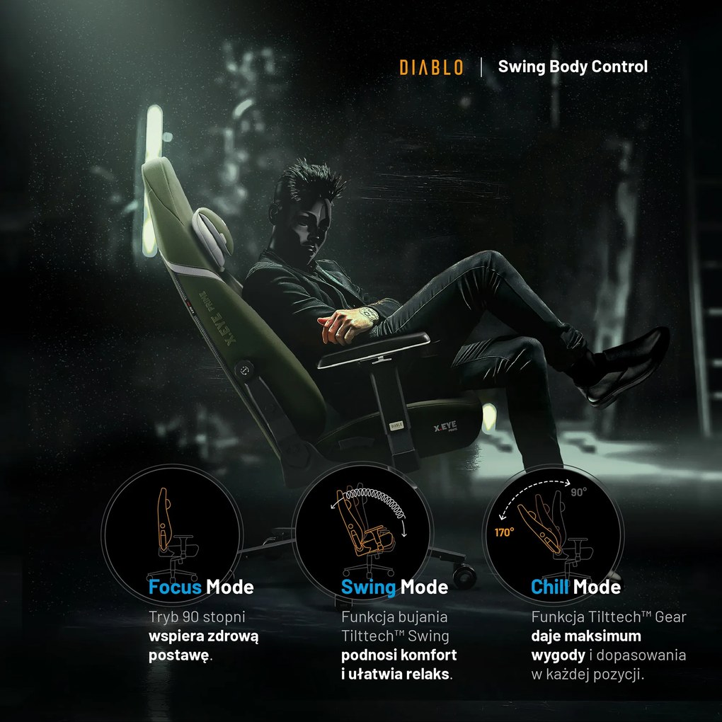 Fotel gamingowy Diablo X.Eye Prime, Normal Size, Gothic Green