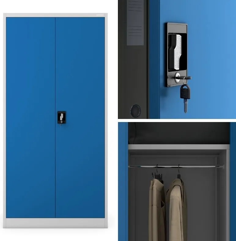 Socjalna szafa ubraniowa Dawid 90x45x185 cm, szary/niebieski