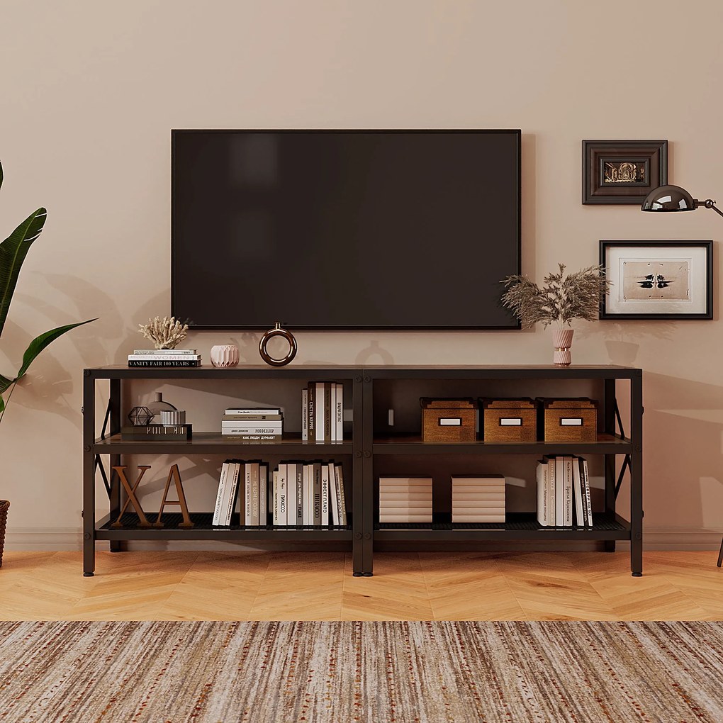 Szafka rtv pod telewizor stojak vintage do salonu rustykalny brąz retro