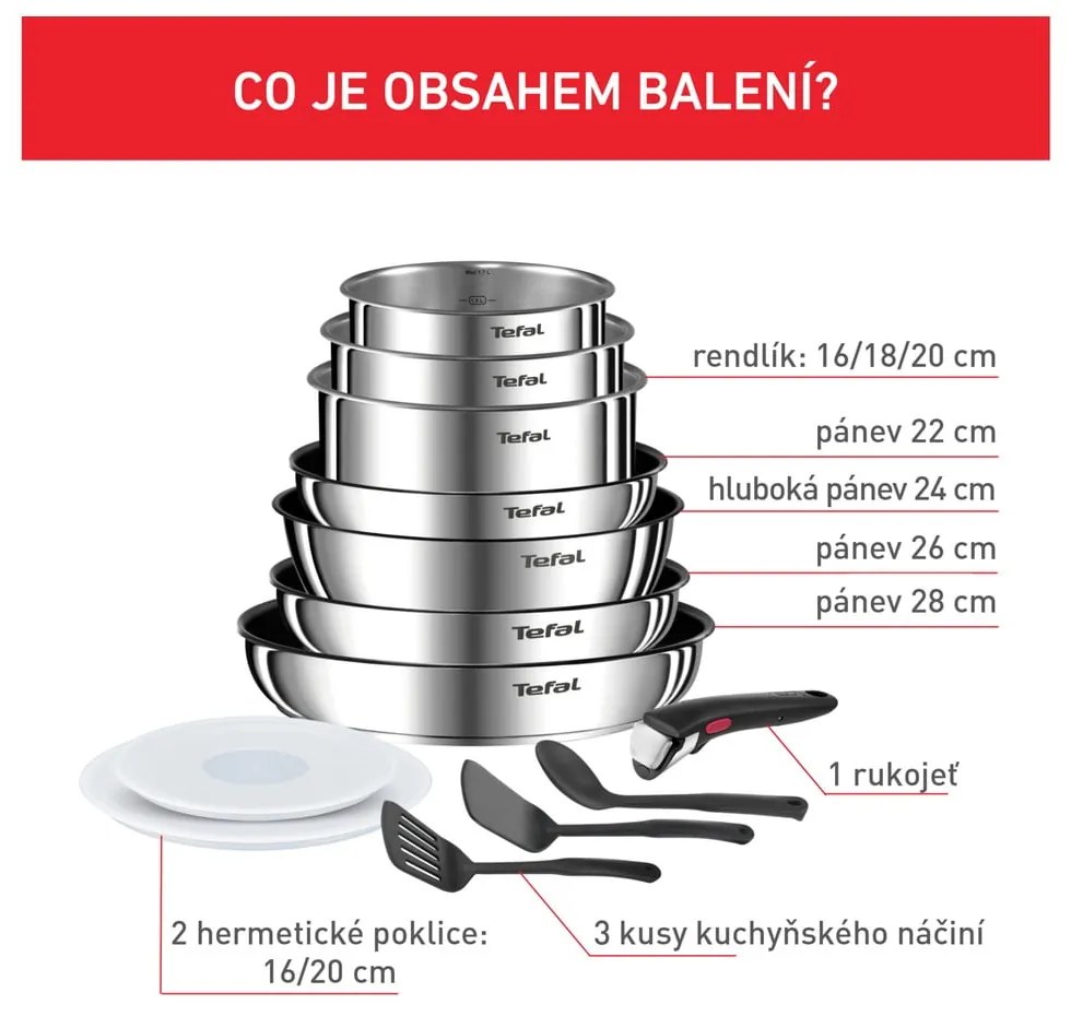 Zestaw garnków ze stali nierdzewnej 13 szt. INGENIO Emotion L897DS04 – Tefal