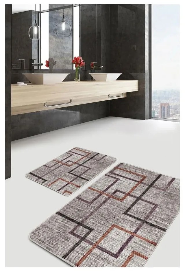 Szare aksamitne dywaniki łazienkowe zestaw 2 szt. 60x100 cm – Mila Home