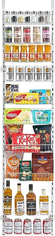 Organizer do Spiżarni SucceBuy, z 10 Poziomami Wiszących Półek, Biały, do Kuchni, Spiżarni, Salonu