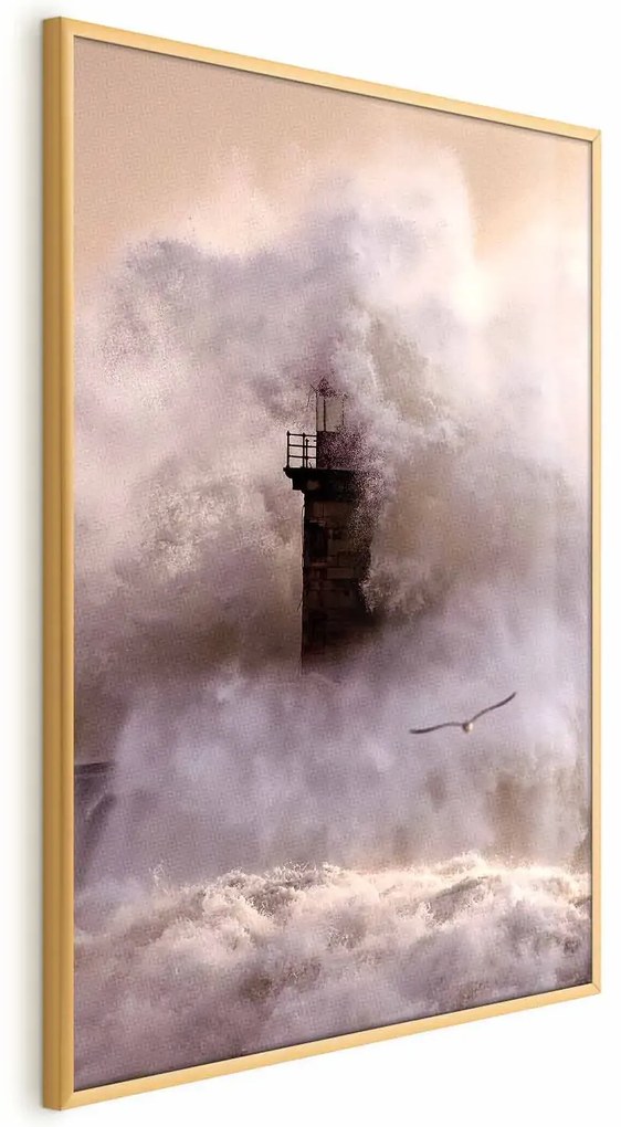 Plakat Sztorm 21x30 cm z ramą złotą bez marginesu ARTGEIST B