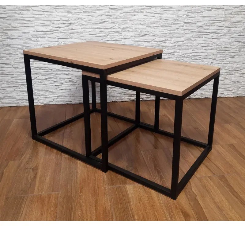 Stolik kawowy 2w1 CUBE dąb craft/czarny ATOS