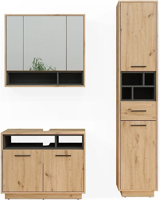 Zestaw mebli łazienkowych dąb rzemieślniczy 80x40x64 beatrice