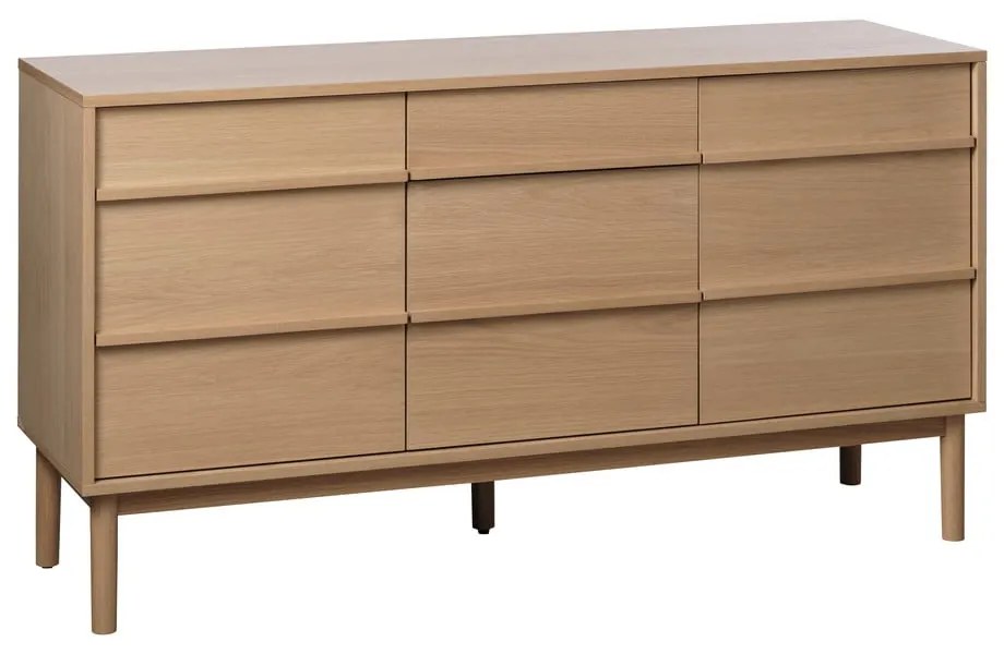 Niska komoda w dekorze dębu 75x140 cm Ponza – Unique Furniture