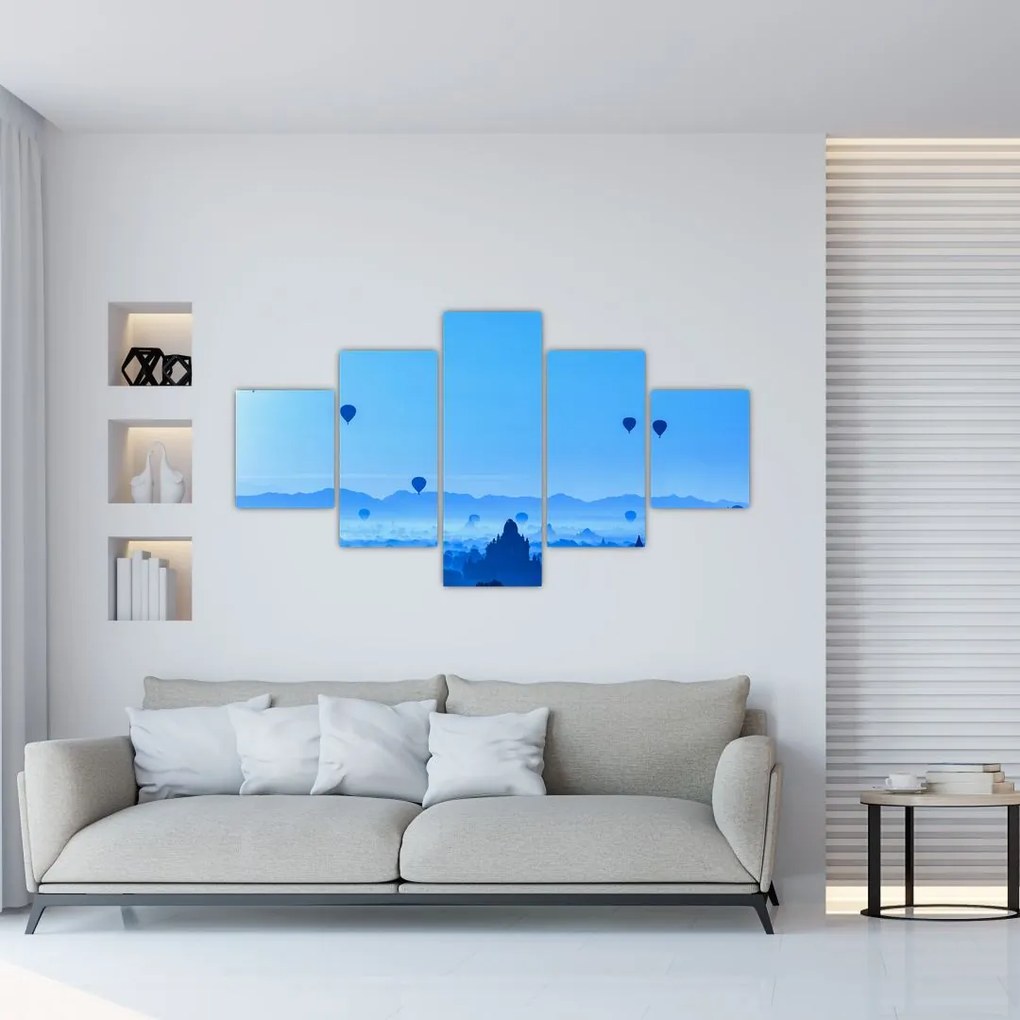 Obraz - Balony nad krajobrazem (125x70 cm)