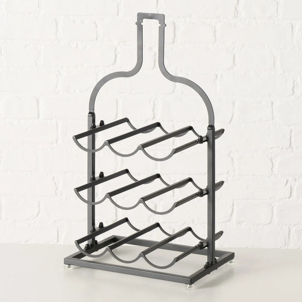 Stojak na wino metalowy w kształcie butelki BOTELLA, wys. 54,5 cm
