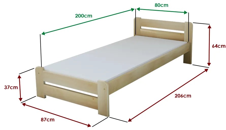 Łóżko Laura 80 x 200, sosna Stelaż: Bez stelaża, Materac: Matrace Somnia 18 cm