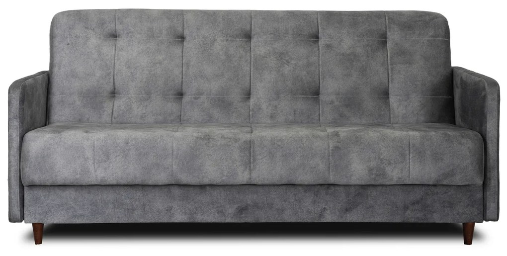 Sofa z Funkcją Spania TIVOLI Wersalka Rozkładana Dwuosobowa Szara Welurowa Nowoczesna do Salonu