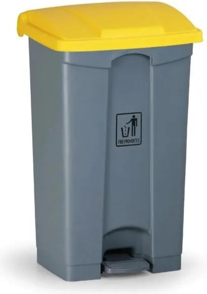 Uniwersalny kosz na śmieci do segregacji z pedałem, 87 l, 830 x 500 x 410 mm, żółty