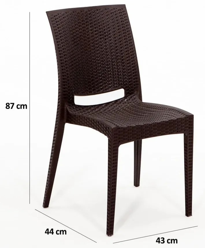 Ciemnobrązowy zestaw mebli ogrodowych z imitacji rattanu dla 4 osób Rattan – Floriane Garden