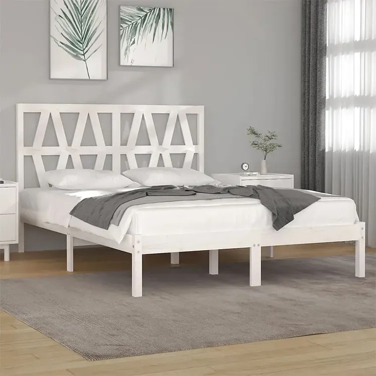 Białe skandynawskie łóżko z drewna 120x200 W3-N84