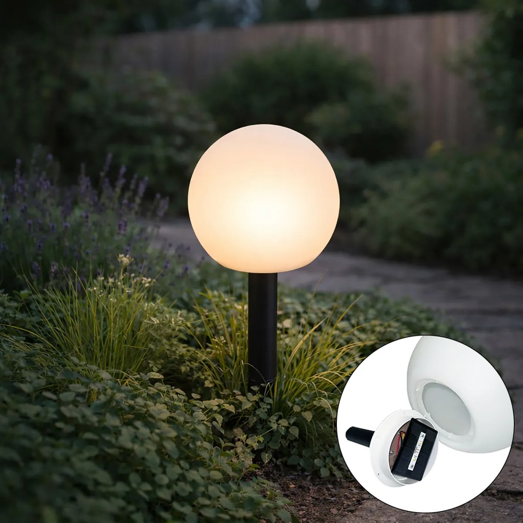 Lampa ogrodowa biała 20 cm z wbudowanym LED IP44 Solar RGBW - Ludger