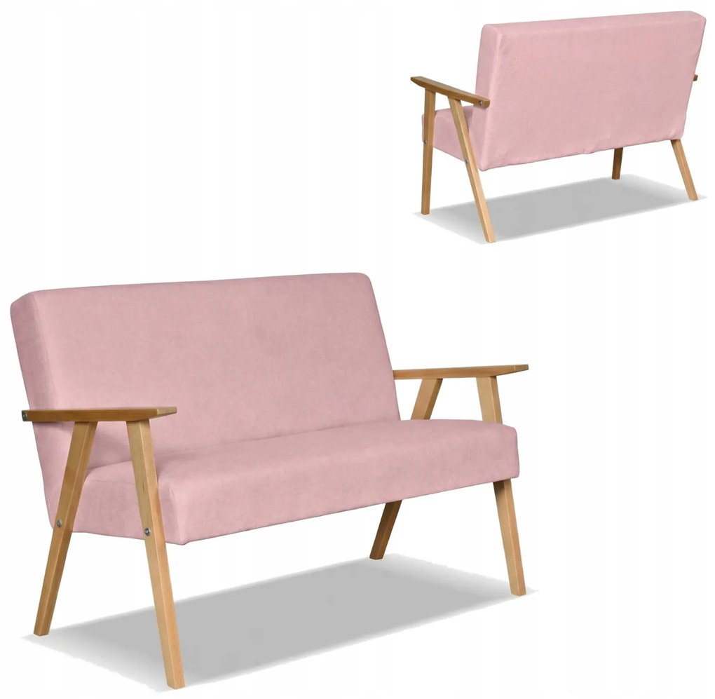Sofa w stylu PRL retro vintage SOLER Family Meble różowy welur Hunter