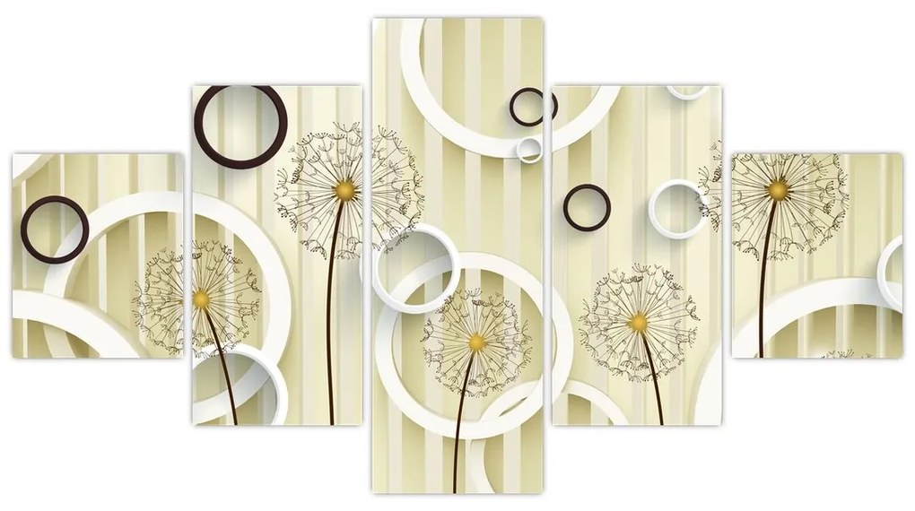 Abstrakcyjny obraz z dmuchawcami (125x70 cm)