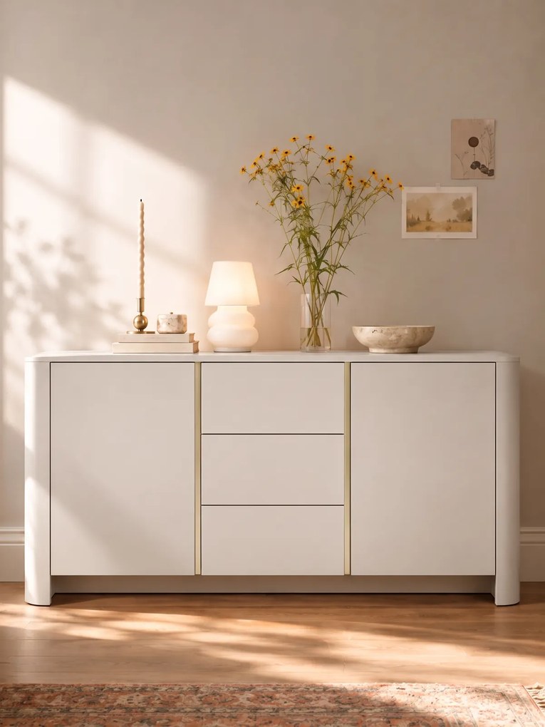 Komoda Sorrenti 168 cm z szufladami - kaszmir / złoty