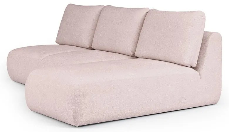 Jasnoróżowy narożnik z materiału bouclé (prawostronny/z szezlongiem) Mirel – Rodier