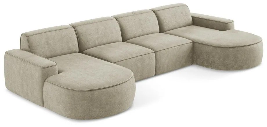 Beżowy narożnik z tkaniny szenilowej (w kształcie litery U) Omao – Makamii