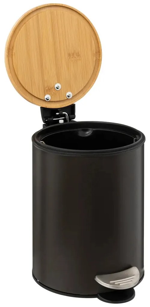 Kosz łazienkowy na śmieci z bambusową pokrywą MODERN, 3 l